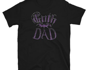 Purple Goth Dad with Bat Father's Day Gift Men’s Short Sleeve Shirt