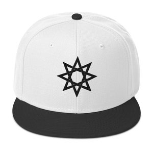 Chapéu snapback com aba plana bordada preta de 8 pontas estrela octagrama Anu God