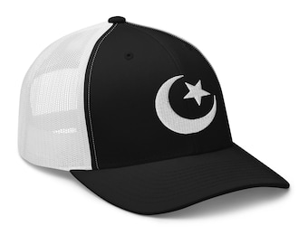 Star and Crescent Moon White Ancient Symbol Trucker Cap Snapback Hat