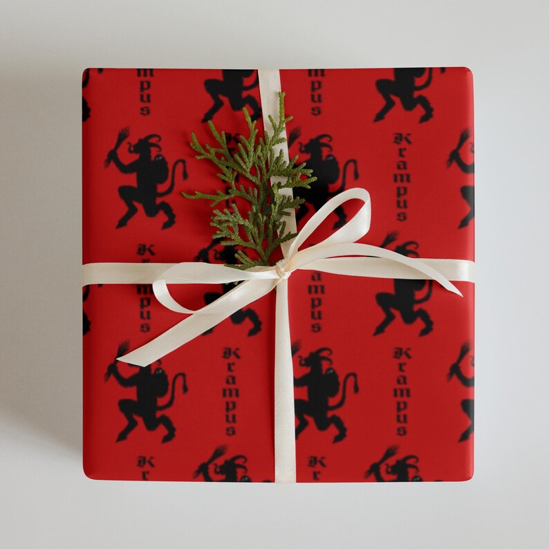 Krampus Wrapping Paper – Gothic Horror Santa Gift Wrap Sheets, Dark ...