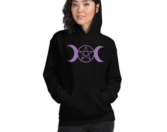 Purple Triple Moon Goddess Wiccan Pagan Symbol Unisex Hoodie Sweatshirt
