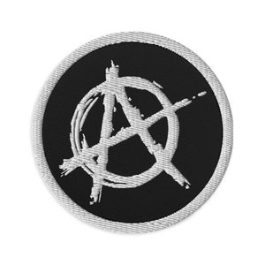 Anarchy Sign Punk Chaos and Rock n&#39; Roll Embroidered Patch White Thread