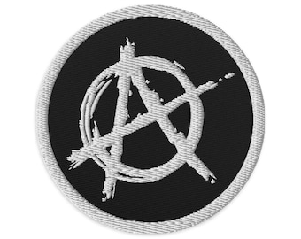 Anarchy Sign Punk Chaos and Rock n' Roll Embroidered Patch White Thread