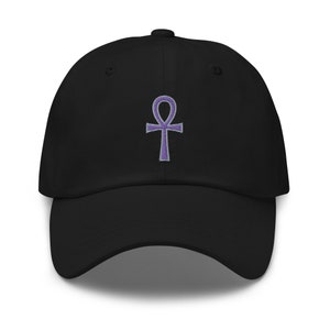 The Key of Life Ankh Ancient Egyptian Culture Embroidered Baseball Cap Dad hat Purple Thread