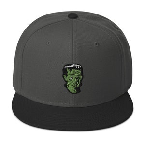 Modern Prometheus Frankenstein&#39;s Monster Embroidered Flat Bill Cap Snapback Hat