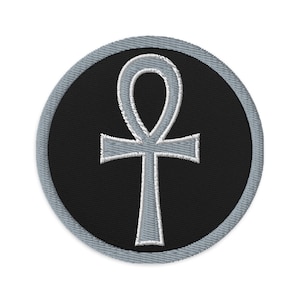The Key of Life Ankh Ancient Egyptian Culture Embroidered Patch Grey Thread