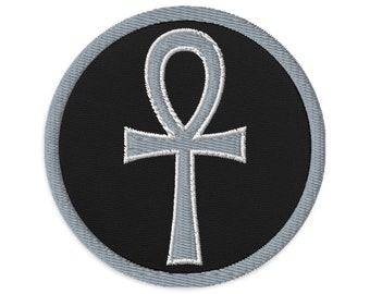 La llave de la vida Ankh Antigua cultura egipcia bordado parche gris hilo