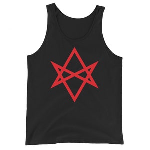 Red Unicursal Hexagram Six Pointed Star Men&#39;s Tank Top