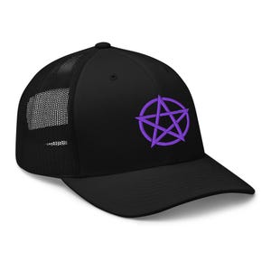 Lila Hexerei gewebt Pentakel Pagan Trucker Cap Snapback Hut