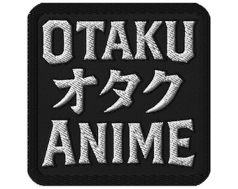 Otaku オタク Anime Patch – Iron-On Applique | 3x3" Embroidered Square | Gothic Alt Streetwear DIY | Sew-On or Pin Attachment