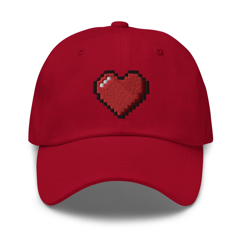 Retro 8 Bit Video Game Pixelated Heart Embroidered Baseball Cap Dad Hat ...