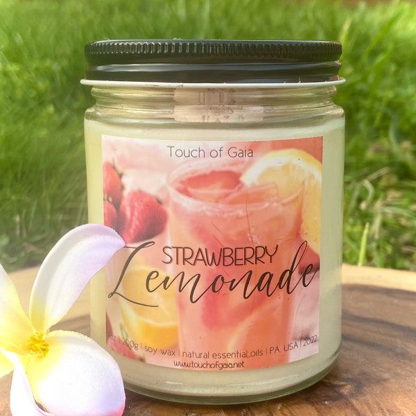 Strawberry Lemonade Candle | Spring Candles | Aromatherapy Candles | Soy Candles | Summer Candles | Refreshing Candles l Spring Decor