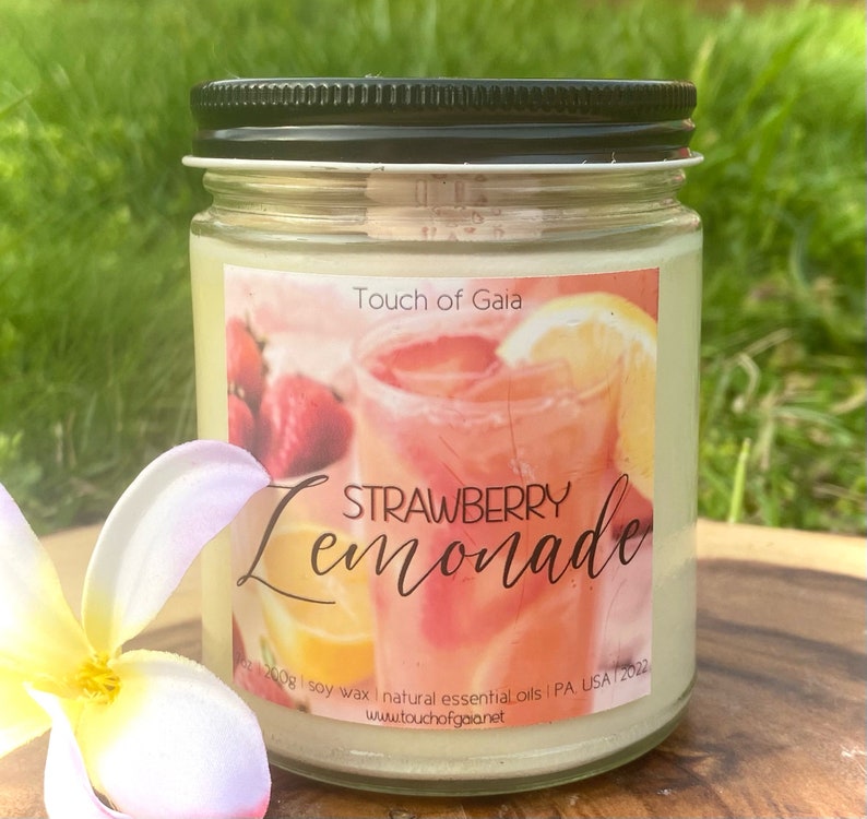 Strawberry Lemonade Candle Spring Candles Aromatherapy Candles Soy Candles Summer Candles Refreshing Candles l Spring Decor image 1