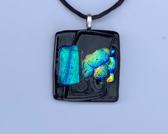 Fused glass pendant: rainbow dreams