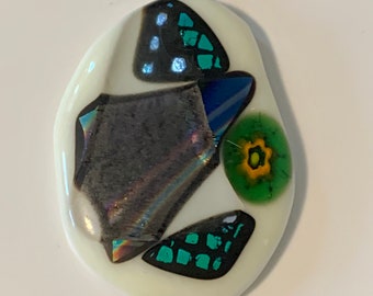 Fused glass pendant: rainbow shadow