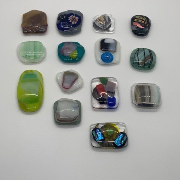 Fused Glass Magnets: Five in each bag