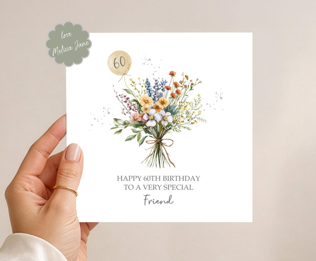 60th Birthday Card for Special Friend - Spring Flower Bouquet - Etsy UK
