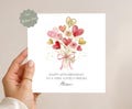 Personalised 65th Birthday Card For Friend : Gold Hearts Flower Bouquet