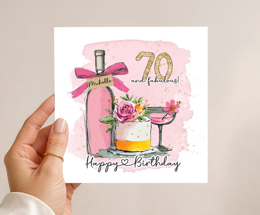 Personalised 70th Birthday Card for Her : Seventy & Fab - Etsy UK