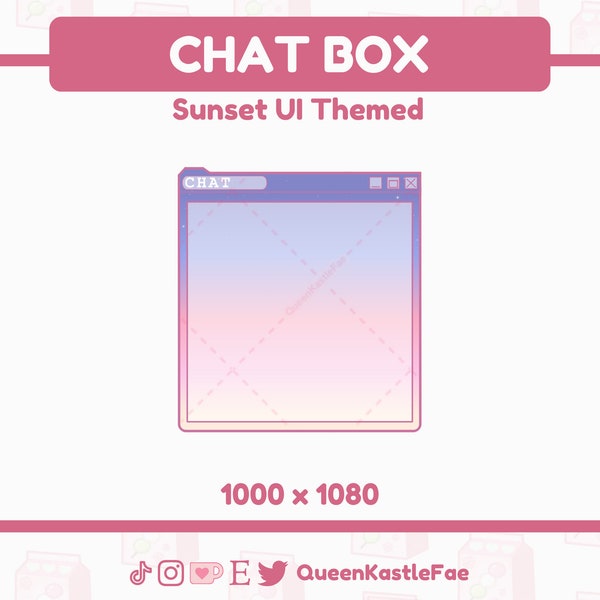 Twitch Overlay | Sunset Chat Box | Retro Theme, Window UI Theme, Sunset Gradient, Cute Aesthetic