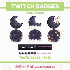 Twitch Sub Badges | Moon Sub Badges Twitch/Discord/etc | Kawaii, Full Moon, Crescent Moon, Celestial, Starry
