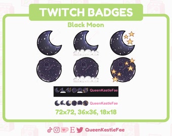 Kawaii Moon Twitch Sub Badges | Celestial Starry Icons (Digital File)