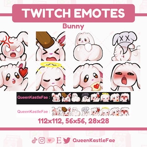 Twitch Emotes | Bunny Emote Pack Twitch/Discord | Kawaii