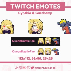 Twitch Emotes | Cynthia and Garchomp Emote Pack Twitch/Discord | Pokemon, Dragon Type