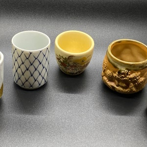 Sake cups Vintage handmade collection of 5