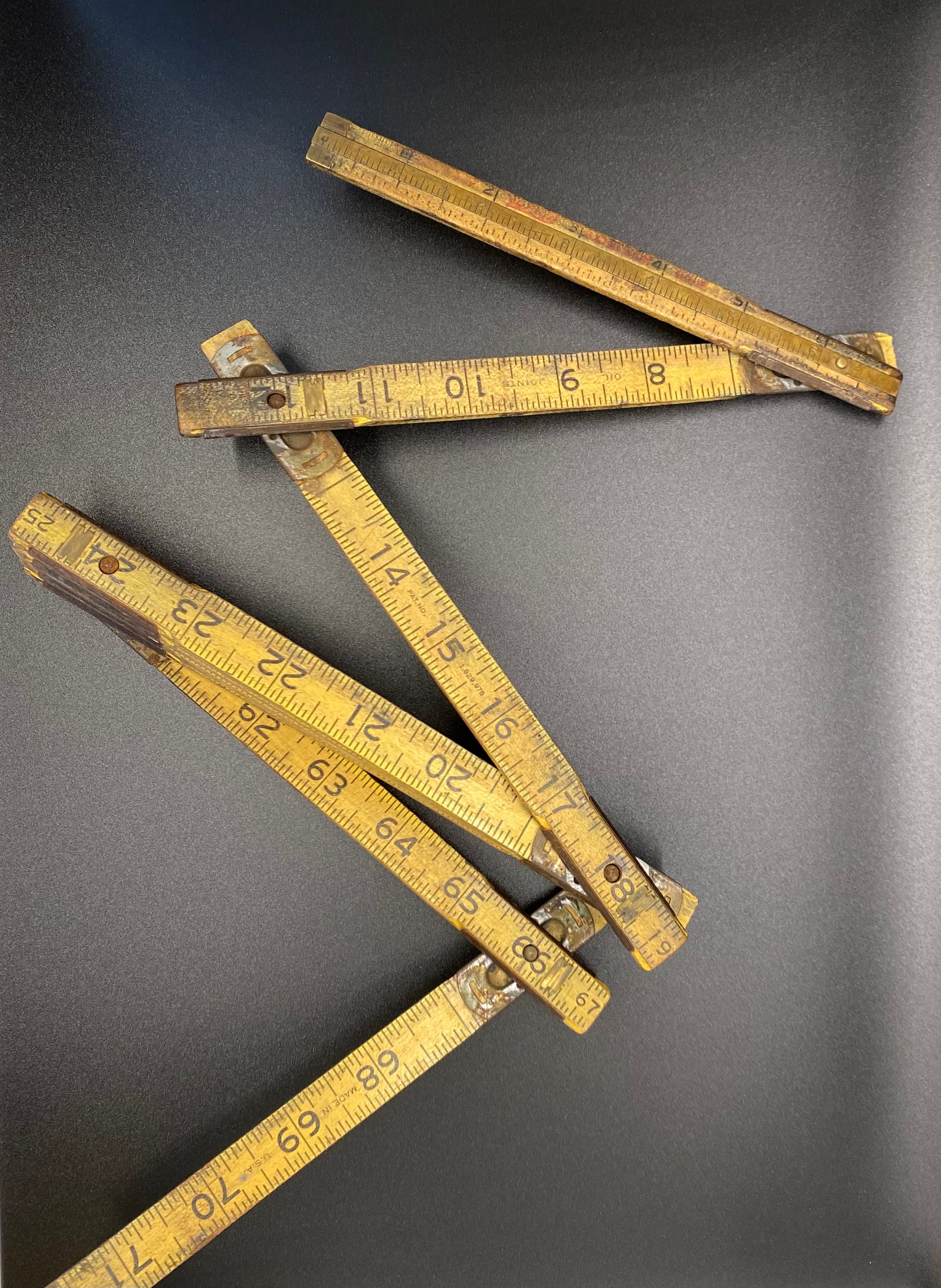 Vintage Wooden Plastic Rulers Advertising 3-sided 