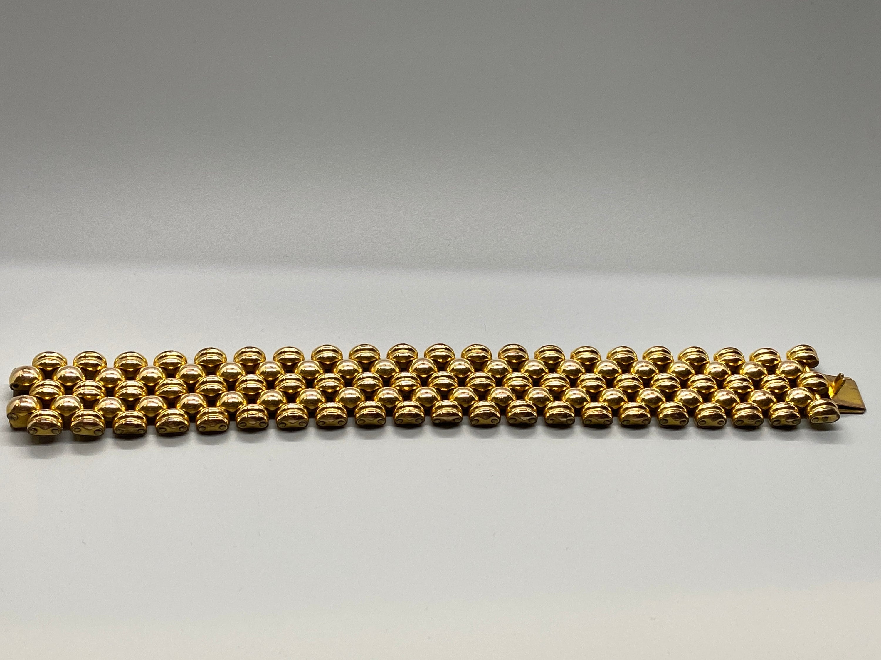 5 Row Panther Link Bracelet 1940's Swiss Plaque ORL 20 Microns