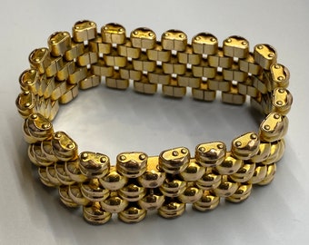 5 Row Panther Link Bracelet 1940's Swiss Plaque ORL 20 Microns
