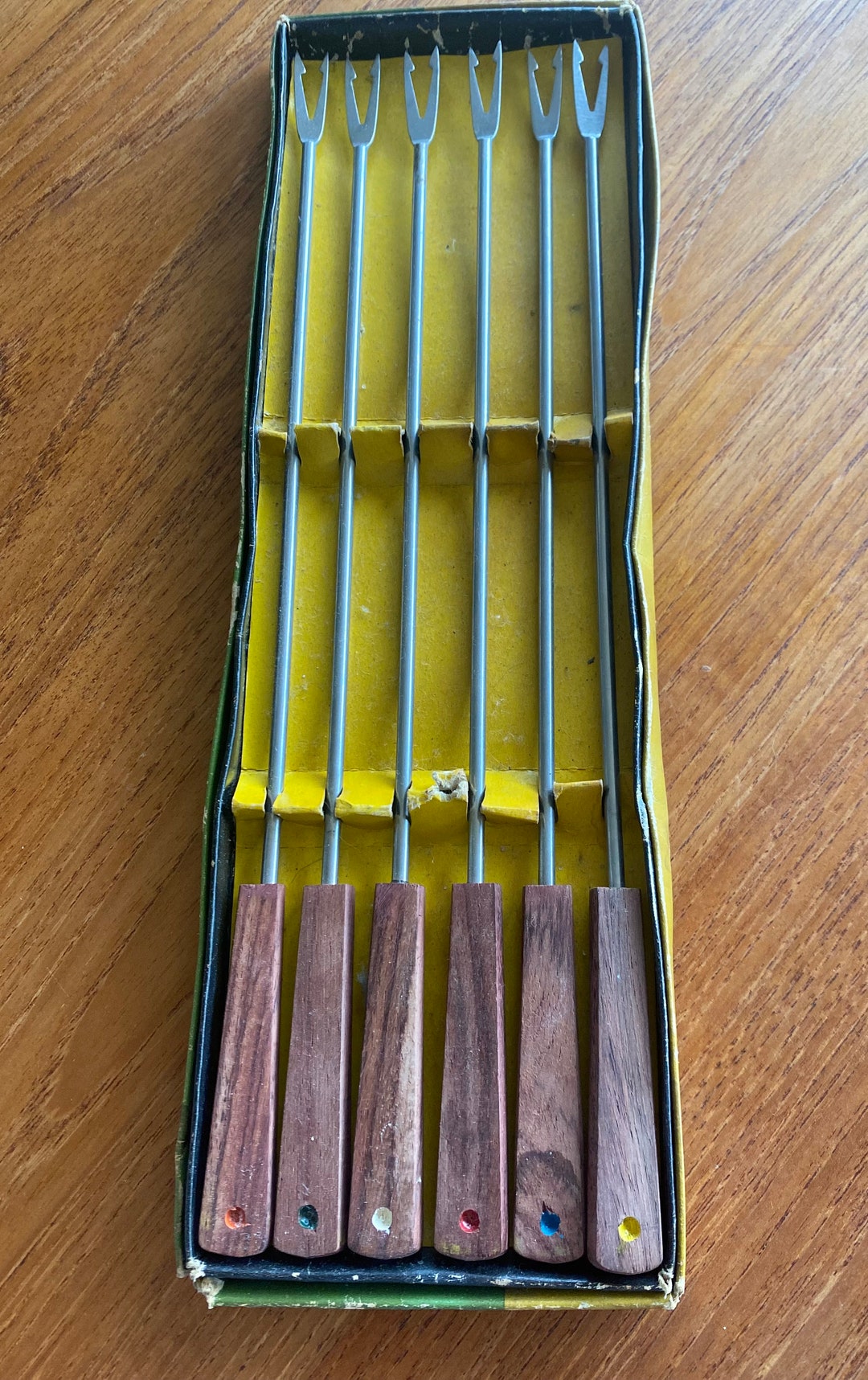 Vintage Fondue Fork 6pc Set IN BOX Etsy