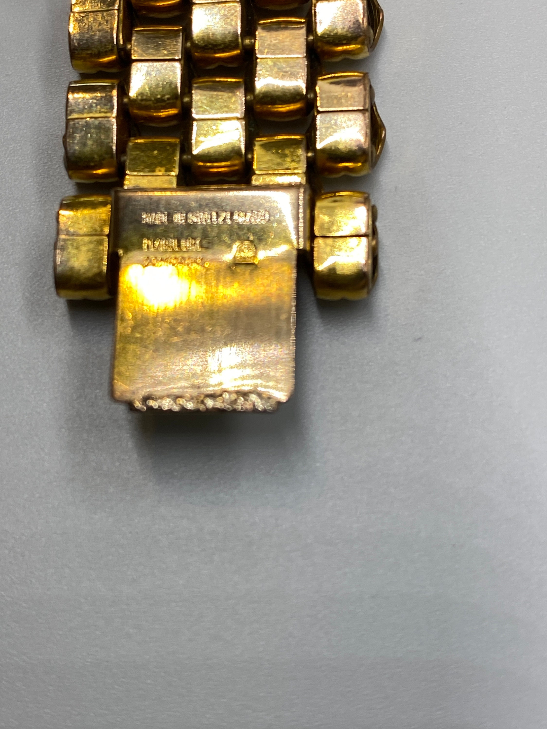5 Row Panther Link Bracelet 1940's Swiss Plaque ORL 20 Microns