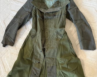 Junya Watanabe Comme des Garcons Patchwork Long Khaki Coat Size L