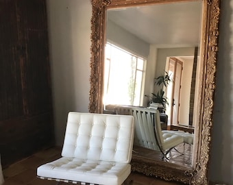 Vintage Gilt Baroque Beveled Mirror Vintage 7 Ft