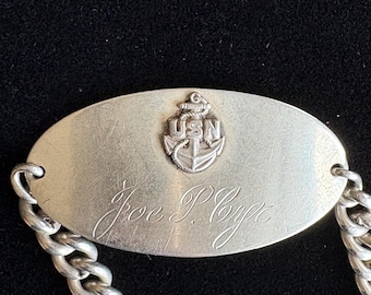 米軍 実物 SWEETHEART JEWELRY IDブレスレット USN スウィートハートジュエリー IDブレスレット ゴールドプレート AIR