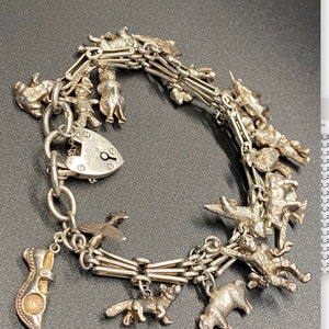 Sterling Silver Vintage English Charm Bracelet