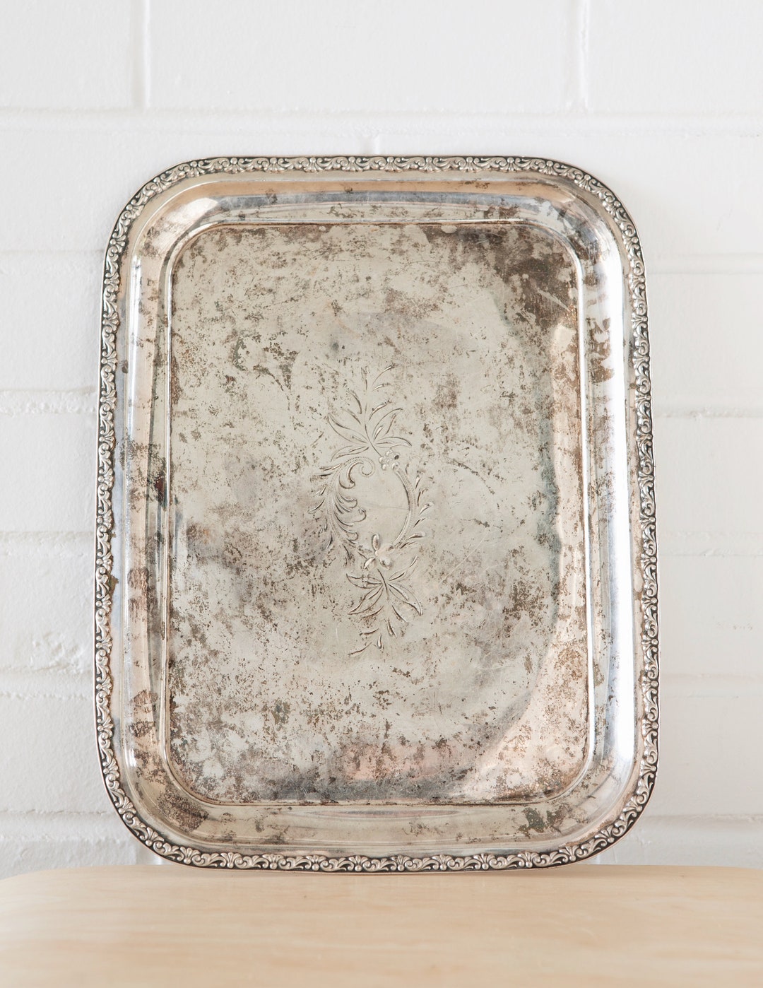 Quadruple Silver Co. Vintage Bar Tray Etsy