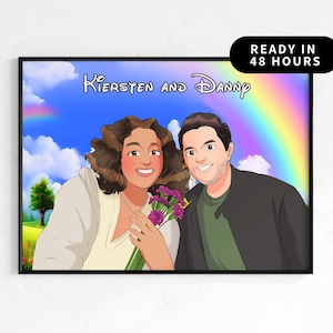 Couple Cartoon Portrait | Custom Digital Drawing | Cute Personalized Illustration | Anniversary Gift | Hand-Drawn Couple Art