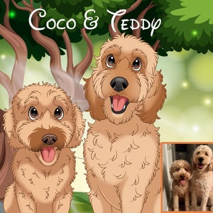 Personalized Cartoon Pet Portrait | Custom Dog, Cat, Horse, Rabbit Art | Pet Illustration from Photo | Custom Pet Lover Gift