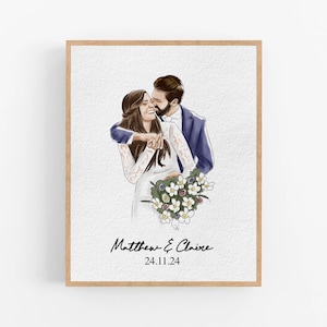Personalised Watercolour Portrait, Anniversary Present, Wedding Portrait, Painting from Photo, Wife Husband Gift, Valentines Day Gift