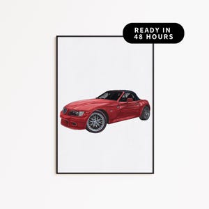 Custom Car Portrait Gift For Him | Personalized Car Art | Unique Father&#39;s Day Gift | Boyfriend Gift | Car Lover Gift
