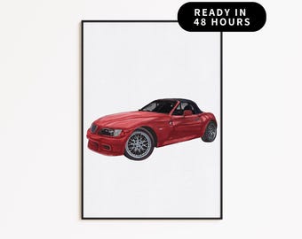 Custom Car Portrait Gift For Him | Personalized Car Art | Unique Father's Day Gift | Boyfriend Gift | Car Lover Gift