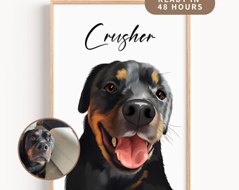 Custom Pet Portrait from Photo | Personalized Digital Dog or Cat Drawing | Unique Pet Art Gift | Custom Pet Illustration