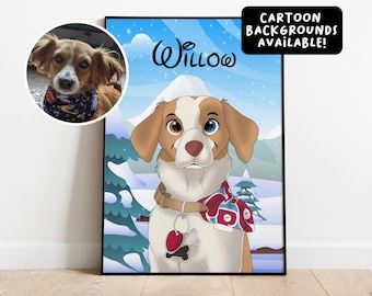 Custom Disney-Cartoon Pet Portrait  | Personalized Portraits | Gifts for Birthday, Anniversary & More | Custom Pet Art | Digital and Prints