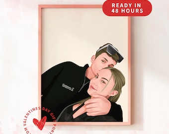 Couple Cartoon Drawing | Faceless Art Gift | Custom Portrait from Photo | Romantic Gift for Couples | Custom Cartoon Art | Valentines Gift