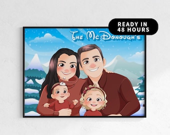 Personalized Mom Portrait | Custom Cartoon Gift | Custom Cartoon Style Family Portrait | Digital Family Drawing | Gift for Mom