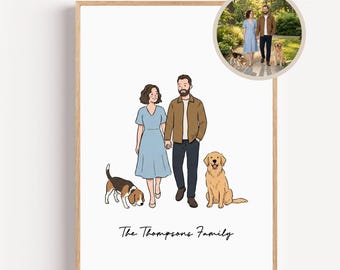 Custom Hand Drawn Couple Portrait Cartoon Anime Style | Cute Personalized Family Illustration | Anniversary Valentine Digital Gift