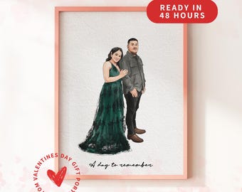Personalized Couple Painting, Custom Watercolor Portrait, Gift for Couples, Watercolor Couple Portrait from Photo | Unique Valentine’s Gift